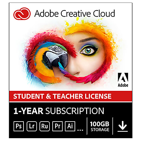 Adobe® Creative Cloud Student & Teacher License, 1-Year Subscription