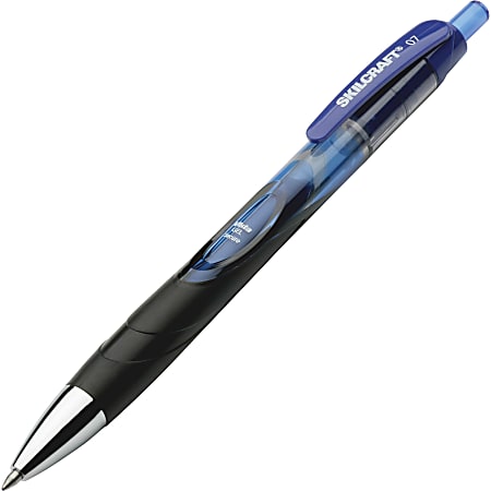 SKILCRAFT Vista Retractable Security Gel Pen, Medium Point, Tinted Barrel, Blue Ink, Pack Of 3 (AbilityOne 7520-01-574-5971)