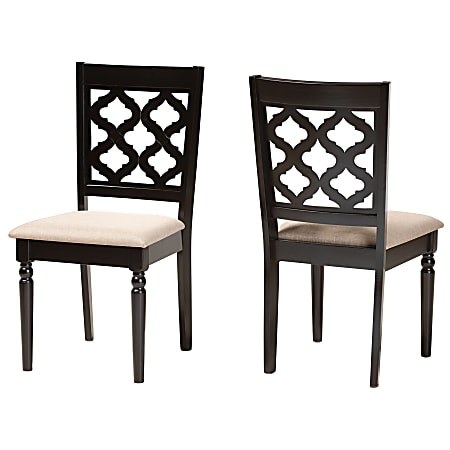Baxton Studio Ramiro Dining Chairs, Sand/Dark Brown, Set Of 2 Dining Chairs