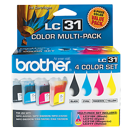 Brother® LC31 Black/Color Cartridges, Pack Of 4