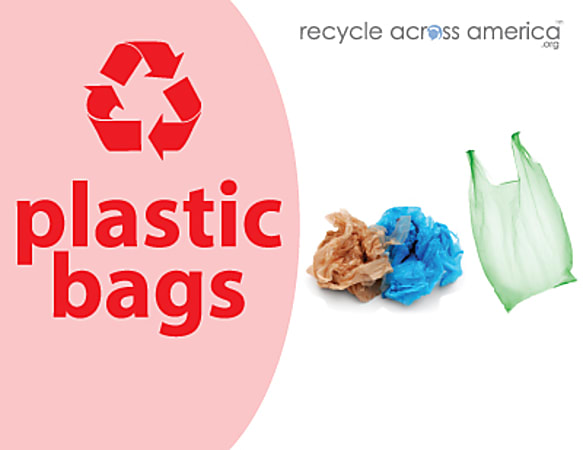 Recycle Across America Plastic Bags Standardized Recycling Labels, PBAG-8511, 8 1/2" x 11", Pink