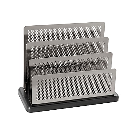 Rolodex® Distinctions™ Punched Metal And Wood Sorter, Black/Pewter