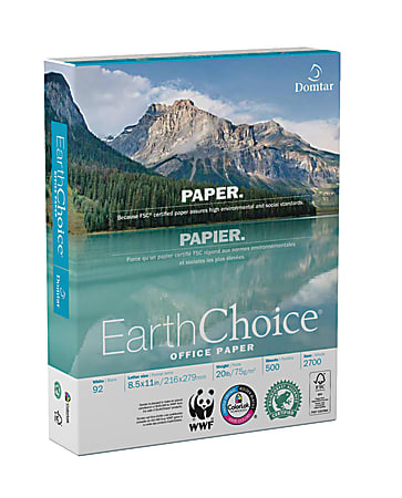 Domtar EarthChoice® Office Paper, Letter Size Paper, 20 Lb, FSC Certified, Ream Of 500 Sheets