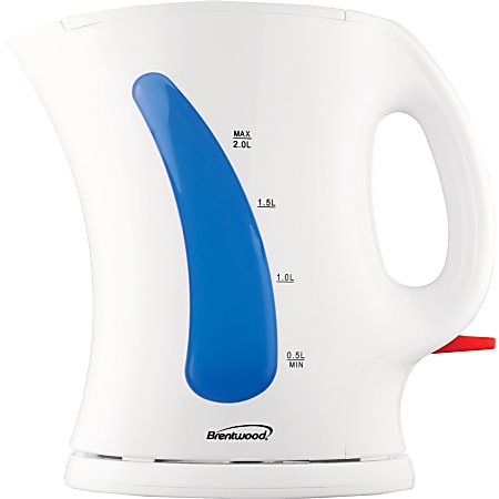 Brentwood 2.0 Liter Cordless Plastic Tea Kettle, White, KT-1620