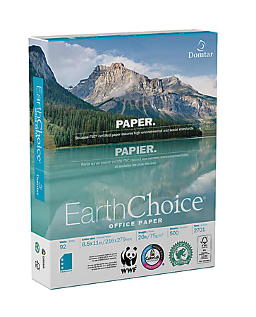 Domtar EarthChoice® Office Paper, Letter Size Paper, 3-Hole Punched, 20 Lb, FSC Certified, Ream Of 500 Sheets