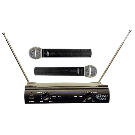 Pyle PDWM2500 Dual Wireless Microphone System - 160MHz to 270MHz System Frequency
