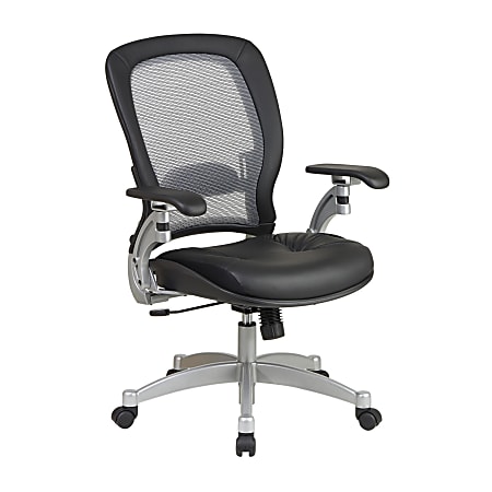 Office Star™ Professional AirGrid Bonded Leather High-Back Chair, Black/Platinum