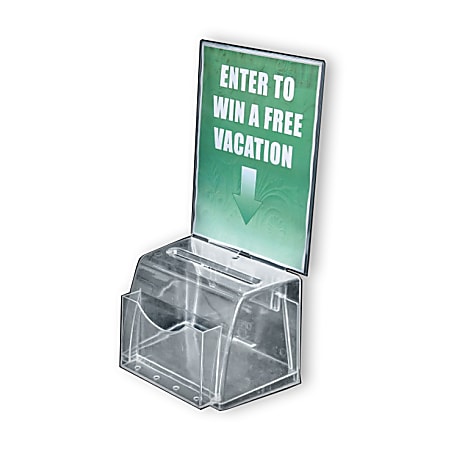 Azar Displays Plastic Suggestion Box, Molded, Medium, 6"H x 7 3/4"W x 5 1/2"D, Clear