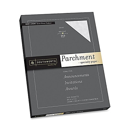 Southworth® Parchment Specialty Paper, 8-1/2" x 11", 24 Lb, Gray, Pack Of 100 Sheets