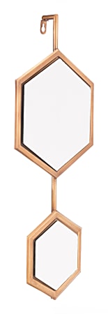 Zuo Modern Bee Hexagon Mirror, Style 1, 22 13/16"H x 9 1/8"W x 1 5/8"D, Gold