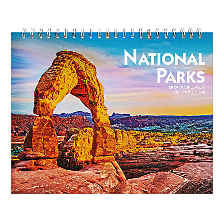 2024 BrownTrout Monthly Double View Easel Calendar, 7-3/8" x 7-1/2", National Parks, January To December