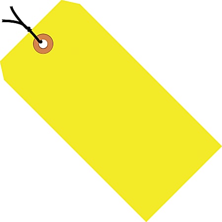 Office Depot® Brand Fluorescent Prestrung Shipping Tags, #8, 6 1/4" x 3 1/8", Yellow, Box Of 1,000
