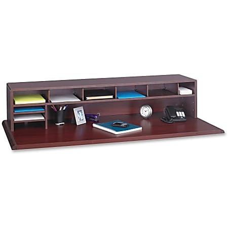 Safco® 80% Recycled Low-Profile Desktop Organizer, 12"H x 57 1/2"W x 12"D, Mahogany