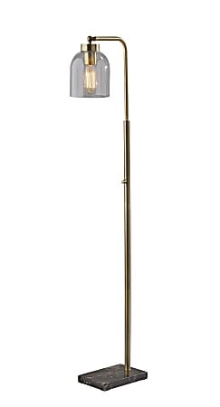 Adesso® Bristol Floor Lamp, 55”H, Brown/Antique Brass/Clear