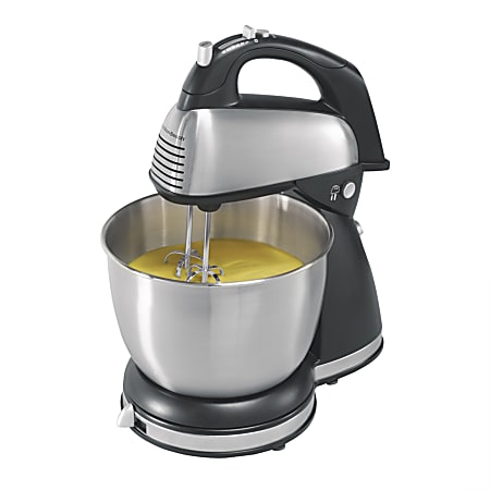 Hamilton Beach Classic Hand & Stand Mixer, 10-1/2”H x 16”W x 23”D, Black/Silver