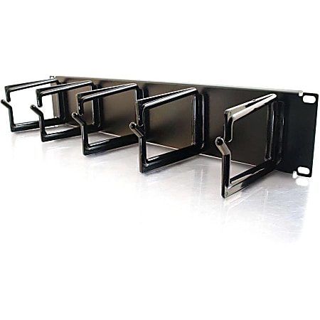 C2G 2u (3.5in) Cable Management Panel with 5 D-Rings - Black - 2U Rack Height - 19" Panel Width