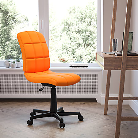 Flash Furniture Quilted Vinyl Mid-Back Swivel Task Chair, Orange/Black