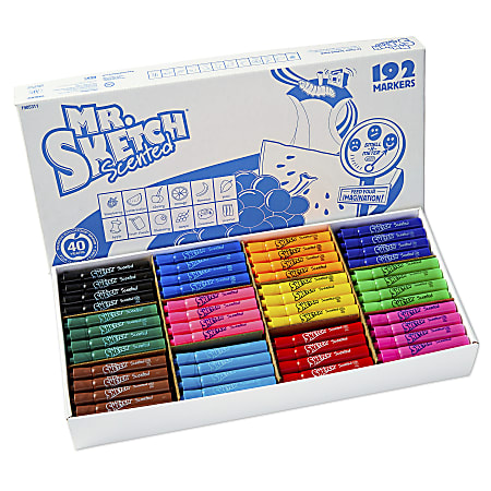Mr. Sketch® Scented Markers, Class Pack, Assorted Colors, Pack Of 192