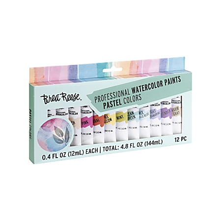 Brea Reese Professional Watercolor Paint Pastel Colors Set Of 12 Tubes -  Office Depot