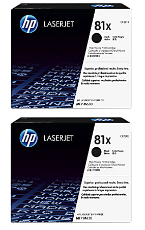 HP 81X Black High Yield Toner Cartridges, Pack Of 2, CF281X