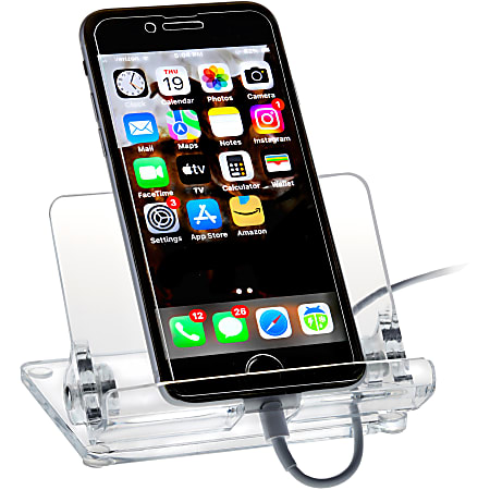 Kantek Acrylic Mobile Phone Stand - Portrait, Landscape - Acrylic - Clear - Adjustable Angle, Foldable, Non-skid Feet Kantek Acrylic Mobile Phone Stand - Portrait, Landscape - Acrylic - Clear - Adjustable Angle, Foldable, Non-skid Feet