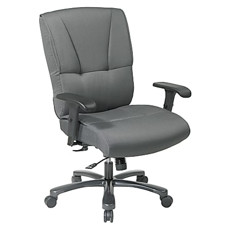 Office Star™ Big & Tall High-Back Fabric Exectuive Chair, 45 1/2"H x 33"W x 28 1/4"D, Black Frame, Gray Fabric