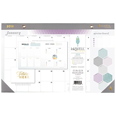 inkWELL Press® AT-A-GLANCE® Desk Pad Calendar, 17 3/4" x 10 7/8", January to December 2018 (IP620-705-18)