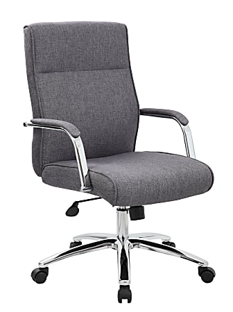 Boss Office Products Modern Executive Conference Ergonomic Chair, Linen Fabric, Slate Gray/Chrome