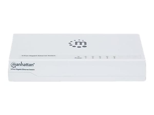 Manhattan 5-Port Gigabit Ethernet Switch, Desktop Size, Plastic, IEEE 802.3az (Energy Efficient Ethernet), Three Year Warranty, Box - Switch - 5 x 10/100/1000 - desktop