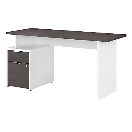 Bush Business Furniture Jamestown Desk With 2 Drawers, 60"W, Storm Gray/White, Premium Installation