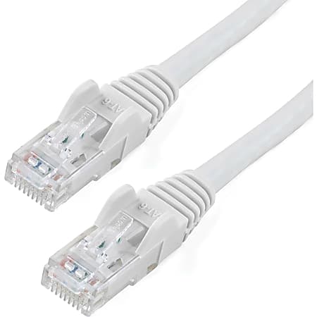 StarTech.com 30ft White Cat6 Patch Cable with Snagless RJ45 Connectors - Long Ethernet Cable - 30 ft Cat 6 UTP Cable - First End: 1 x RJ-45 Male Network - Second End: 1 x RJ-45 Male Network - Patch Cable - Gold Plated Connector - White
