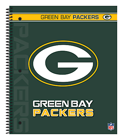 Markings by C.R. Gibson® Notebook, 9 1/8" x 11", 3 Subject, College Ruled, 300 Pages (150 Sheets), Green Bay Packers