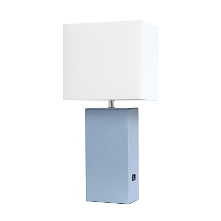 Lalia Home Lexington Table Lamp With USB Charging Port, 21"H, White/Periwinkle