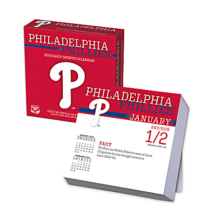 Lang Turner Licensing Boxed Daily Desk Calendar, 5-1/4" x 5-1/4", Philadelphia Phillies, January To December 2022