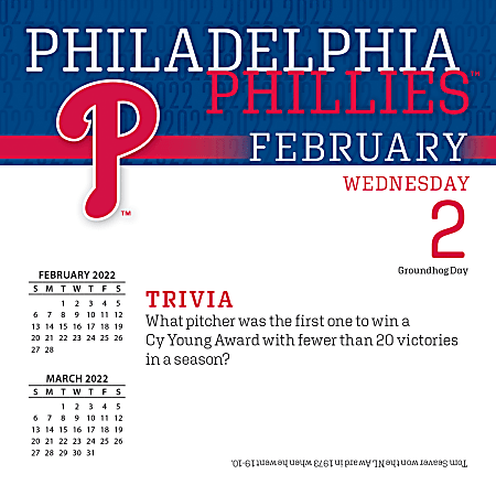 Phillies 2022 Calendar Lang Daily Calendar Philadelphia Phillies 22 - Office Depot