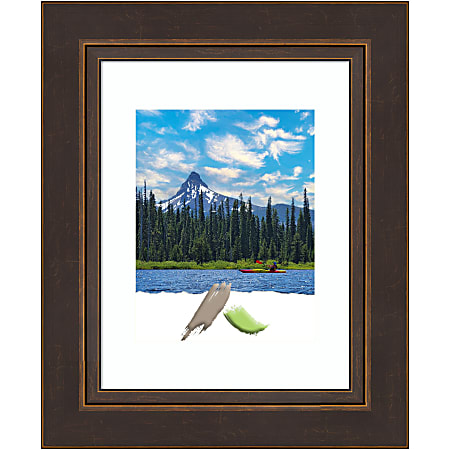 Amanti Art Rectangular Wood Picture Frame, 15” x 18” With Mat, Lara Bronze