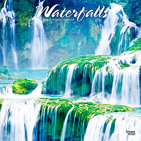 2025 BrownTrout Waterfalls Monthly Plastic-Free Square Wall Calendar, 12" x 12", Science and Nature, January to December 2025, 9781975475895