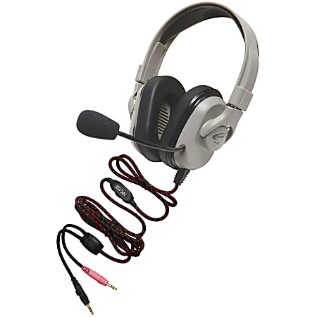 Califone Headset, Rechargeable, Vol Cntrl, Mic, Via Ergoguys - Stereo - USB - Wired - 50 Ohm - 20 Hz - 20 kHz - Over-the-head - Binaural - Circumaural - 6 ft Cable - Noise Reduction Microphone - Noise Canceling - Gray