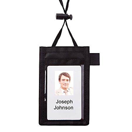 Office Depot® Brand Neck Pouch Name Badge, Vertical,