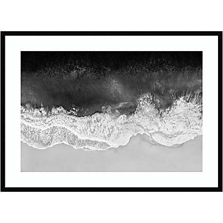 Amanti Art Waves In Black And White by Maggie Olsen Wood Framed Wall Art Print, 41”W x 30”H, Black