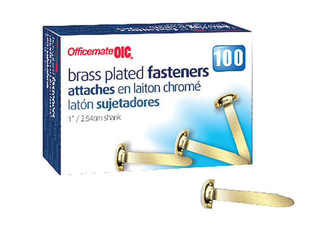 OIC Brass Plated Paper Fastener No. 4 1 Box Of 100 - ODP Business Solutions