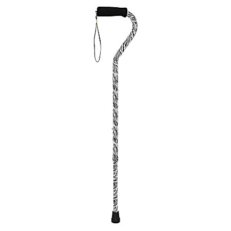 DMI® Designer Adjustable Offset-Handle Aluminum Cane, 30" - 39", Zebra