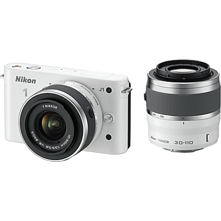 Nikon J1 10.1 Megapixel Mirrorless Camera (Body with Lens Kit) - 10 mm - 30 mm (Lens 1), 30 mm - 110 mm (Lens 2) - White