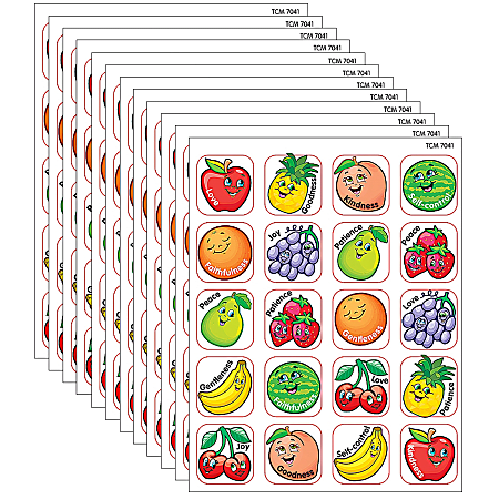 Teacher Created Resources Stickers, Fruit Of the Spirit, 120 Per Pack, Set Of 12 Packs