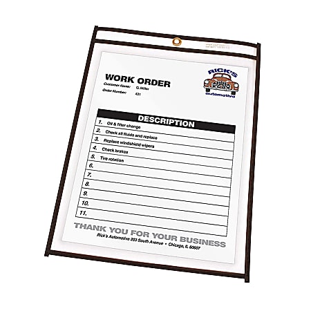 C-Line® Stitched Vinyl Shop Ticket Holders, 8 1/2" x 11", Clear, Box Of 25