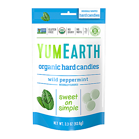 Yummy Earth Organic Wild Peppermint Hard Candies, 3.3