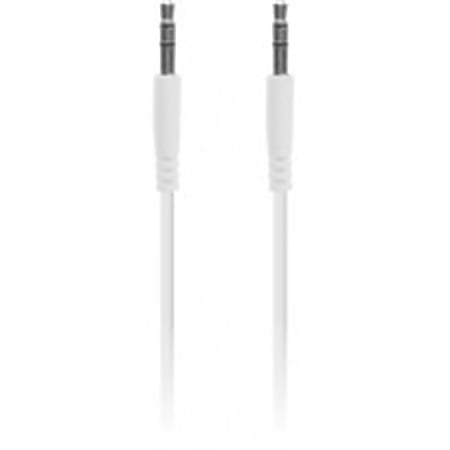 iEssentials 3.3ft Flat Colored 3.5mm Aux Cable-White - 3.28 ft Mini-phone Audio Cable for Cellular Phone, Tablet PC, Audio Device, iPhone, iPod - First End: 1 x Mini-phone Audio - Male - Second End: 1 x Mini-phone Audio - Male - Extension Cable - White