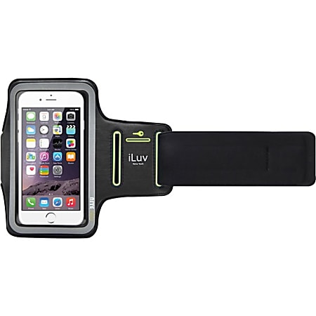 iLuv Sports Armband Carrying Case (Armband) iPhone 6S Plus, iPhone 6 Plus, Smartphone, iPod touch - Transparent, Black - Moisture Resistant, Sweat Resistant - Armband