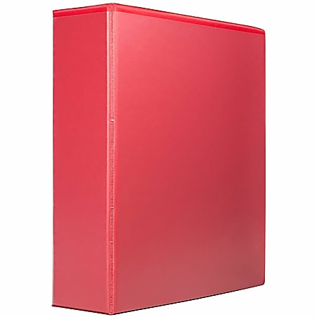 Business Source Red D-ring Binder - 3" Binder Capacity - Letter - 8 1/2"x11" Sheet Size - D-Ring Fastener(s) - 4 Pocket(s) - Polypropylene - Red