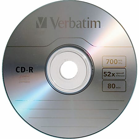 Verbatim CD R Recordable Media Spindle 700MB80 Minutes Pack Of 100